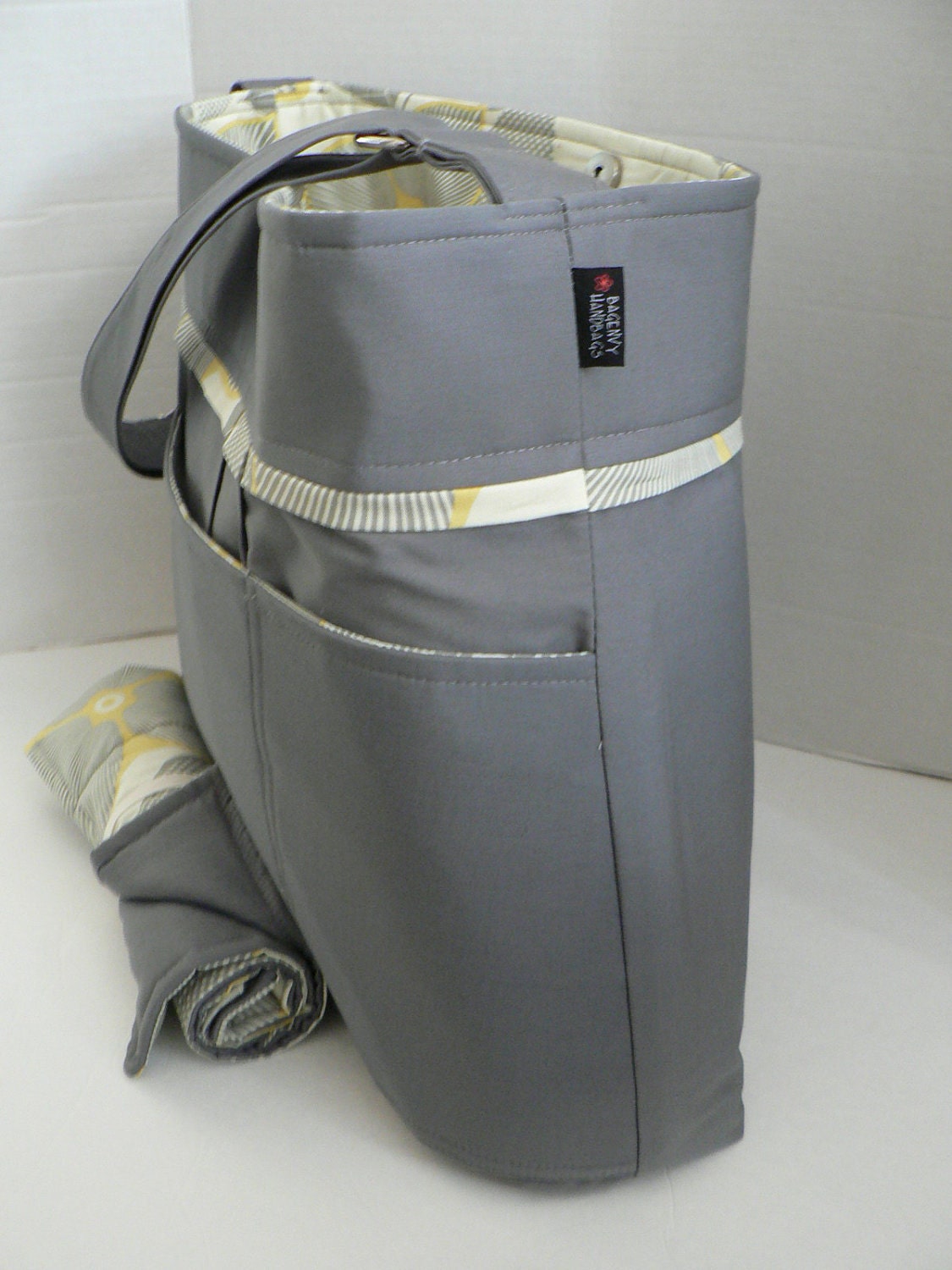 Monterey Diaper Bag Set - Grey And Optic Blossom Or Custom Design Your Own - Large 9 Pockets
