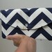 Navy Chevron - With Grey Lining - Full Size Clutch