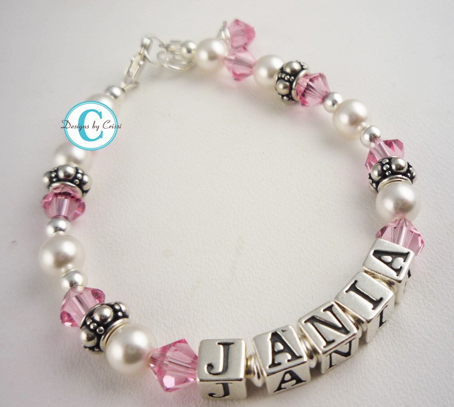 Girls Bracelets on Child  Baby  Girl Name Bracelet  Sterling Silver  Swarovski Crystal