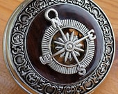 Steampunk Victorian Compass pocket watch nautical pirate pendant charm necklace locket wedding