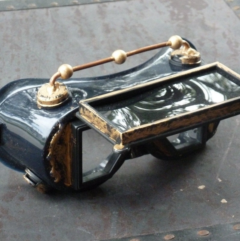Steampunk Goggles Glasses  lenses loops cyber---welding motorcycle biker RARE-----Time Travel Crazy Scientist's Oculo-Vision Tool