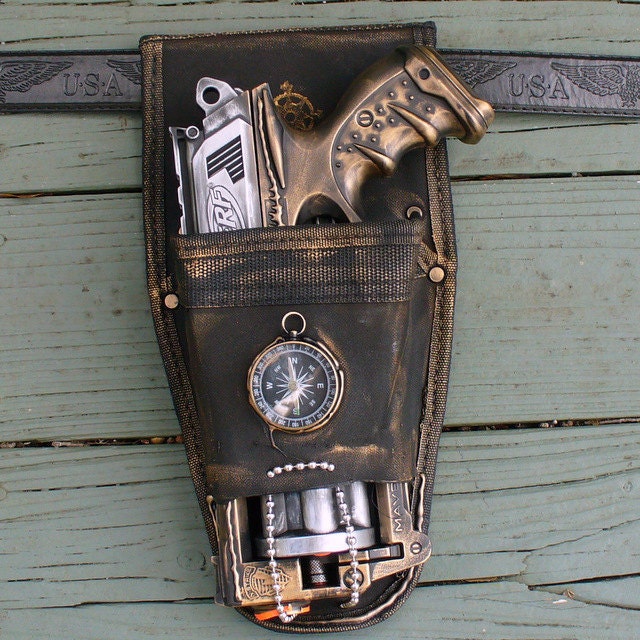 Steampunk gothic MAVERICK Gun HOLSTER  BELT PostApocalyptic