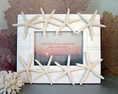 Beach Decor Dancing Starfish White Beadboard frame, 5 x 7"