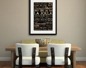 Custom - MADE To ORDER Typographic Print - Graphic Art Text Giclee - UNFRAMED - 18x24 inches