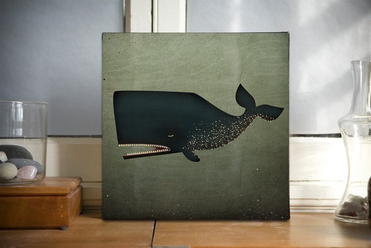 The Barnacle Whale Gallery Wrapped Canvas Wall Art 12x12x1.5 Signed Ready-to-Hang