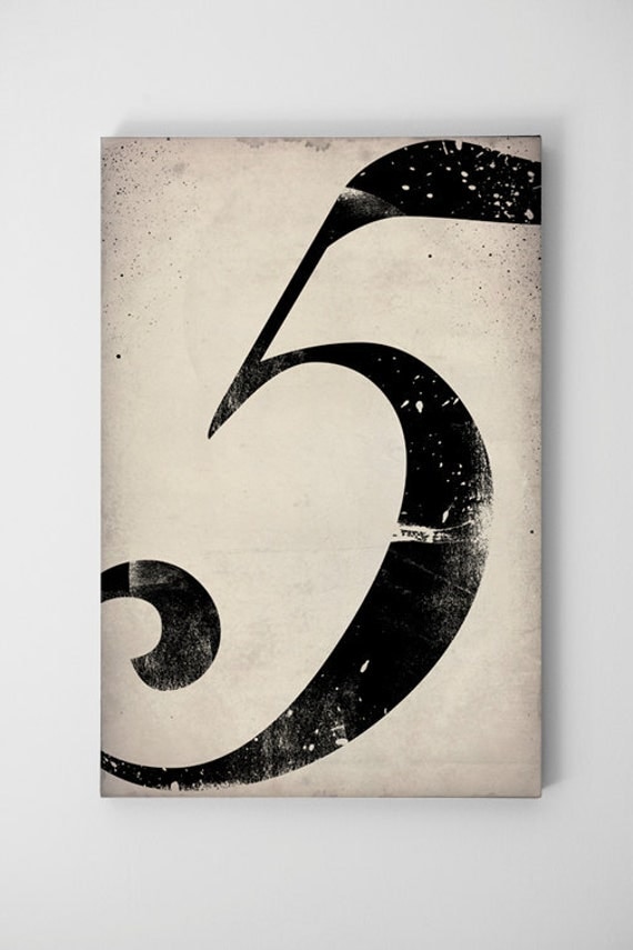 No. 5 Vintage-Style Gas Station Number  -  Gallery Wrapped Canvas Wall Art 20x30x1.5 by Ryan Fowler
