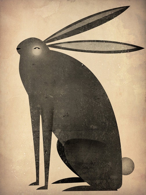 The Black Rabbit -  Illustration on Stretched Canvas 9x12x1.5 Wall Art Signed by Native Vermont
