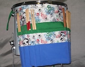 Roll It Ups Drumstick Bag (Number59) Skulls Crossbones Blue Green Rock Heavy Metal Drum Stick Bag Drummer Gift Accessory