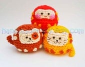 Daruma Japanese wish dolls Kitty Doggy Amigurumi PDF Crochet pattern
