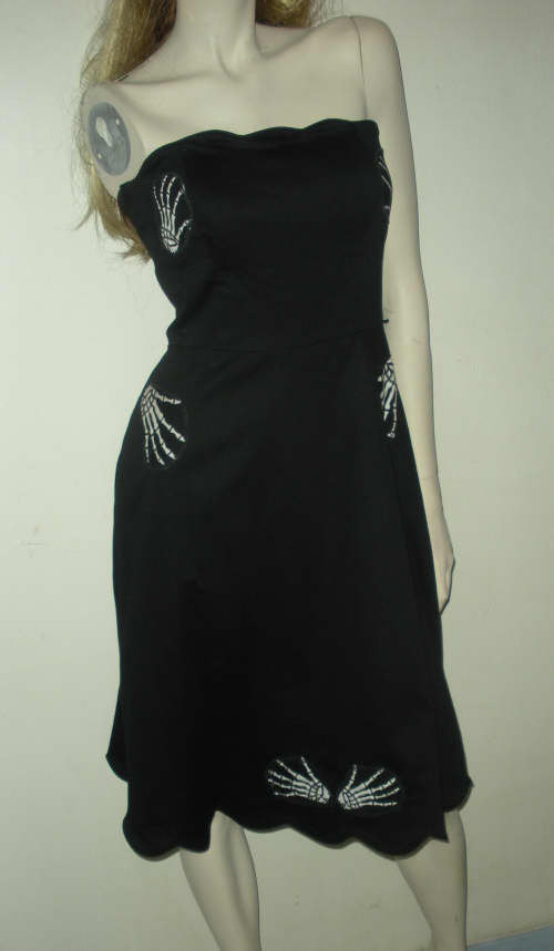 OOAK skull hands pinup gothic rockabilly psychobilly anchor punk glamour tattoo skeleton dress