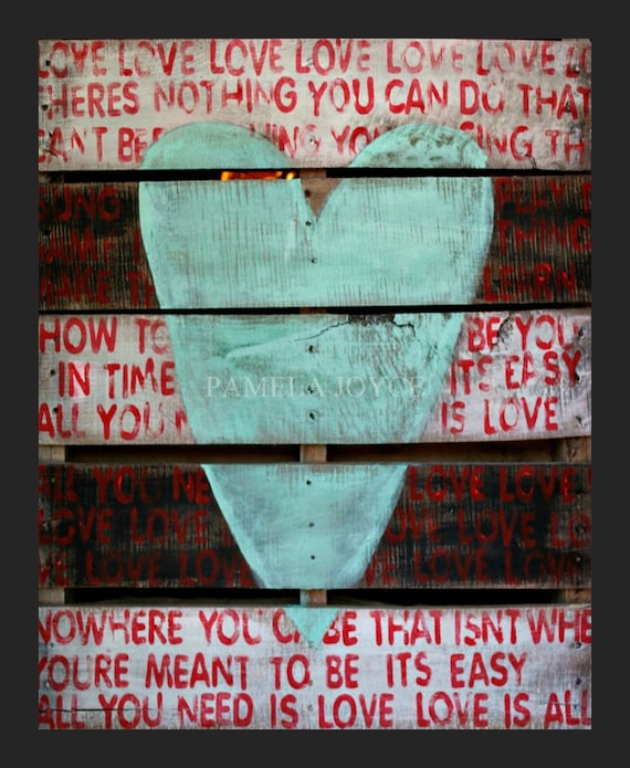 8x9 PRINT The Beatles Lyrics Art - All You Need Is Love