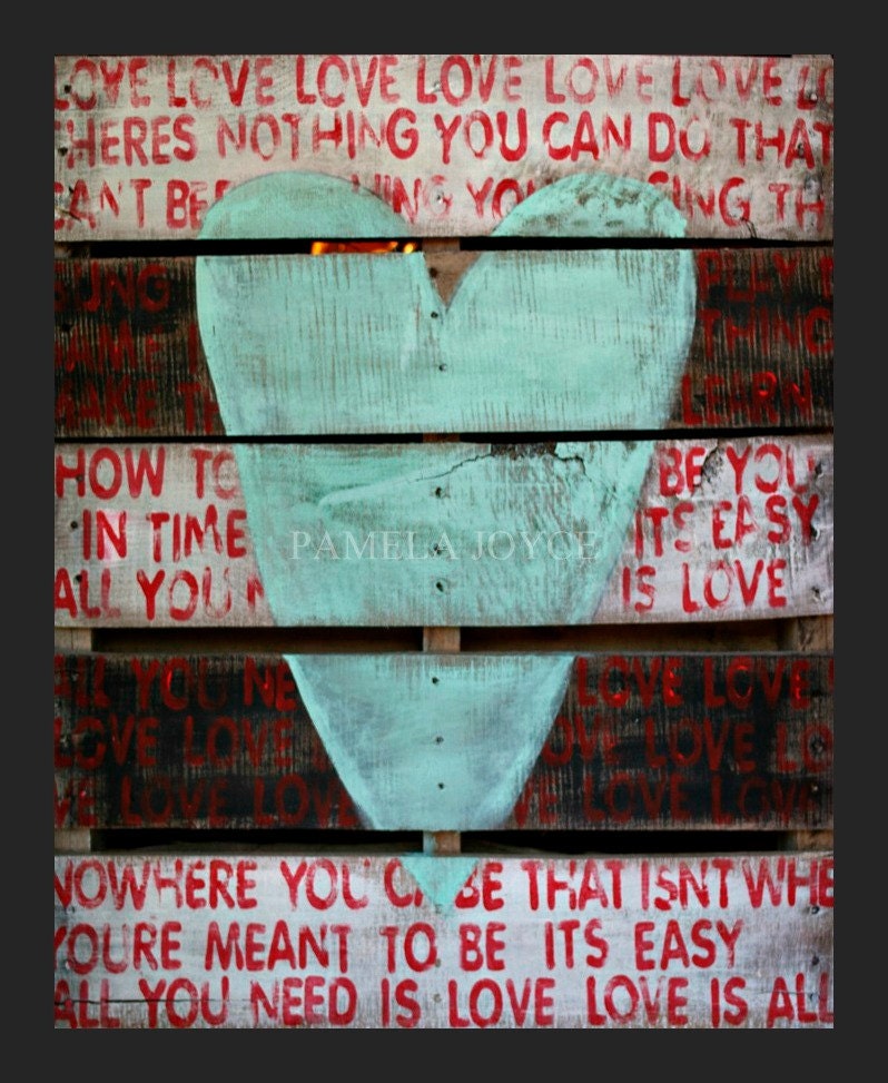 8x9 PRINT The Beatles Lyrics Art - All You Need Is Love