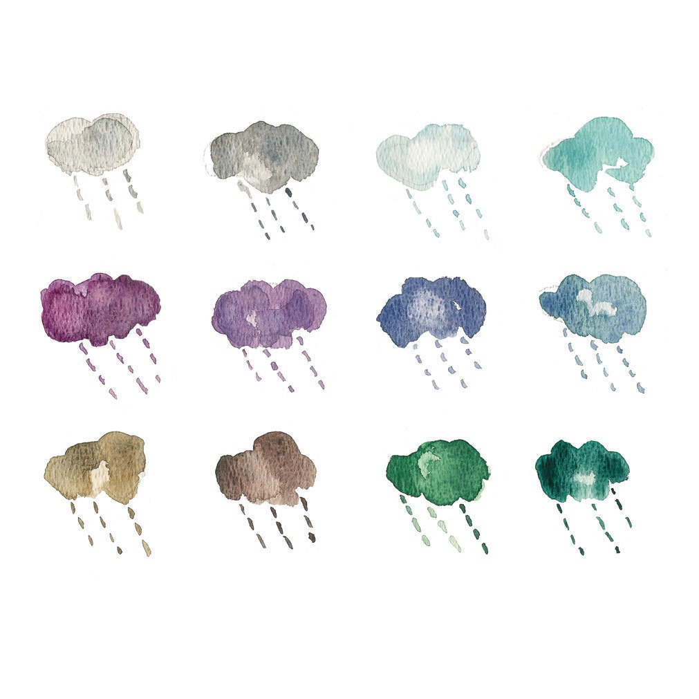 Rain Clouds Art  Print of  clouds in cool winter colors Autumn Winter calm colors Limited edition, soft , absract