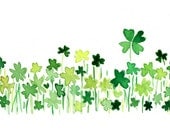 Clover field 2 art Print of orignal watercolor painting ,lucky clover, Shamrock, luck of the Irish, modern minimalist , St Patric's day