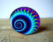 Rainbow Psychedelic Ring Fractal Jewelry -Burning Man -Hippie -Raver Candy -UV Reactive Gift Under 20 Men Women-In Stock