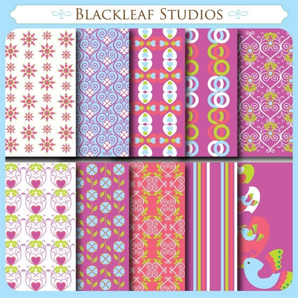 Love Flutters Valentine Digital Paper for Scrapbooking, Cards, Invites, Photographers, Crafts Il_170x135