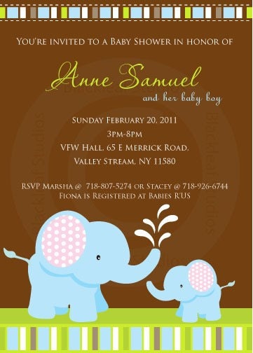 Baby Shower - Cute Baby Elephant Invitation DIY Printable for Baby Shower or Birth Announcement 5x7 card Il_170x135