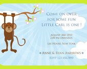 Baby Monkey Theme Invitation DIY Printable for Baby Shower or Birthday Party 5x7 Card Il_170x135