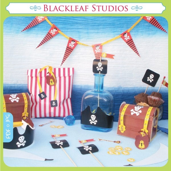 Pirates DIY Baby Shower or Birthday Custom Printable Party Kit Package
