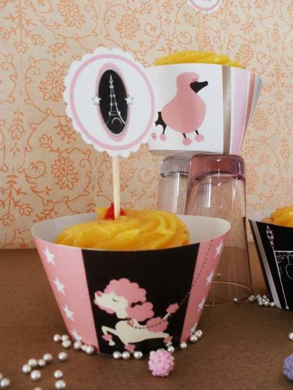 Poodle In Paris Cupcake Wrappers & Toppers Set Il_570xn