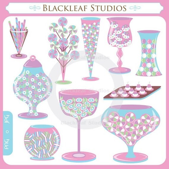 Apothecary Jars - candy, buffet, bridal, birthday, candy shoppe, candy party, candy jar, candy buffet - Personal and Commercial Use Clipart Il_570xn