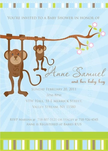 Baby Shower - Baby Monkey Invitation DIY Printable for Baby Shower, Christening or Dedication Il_570xn