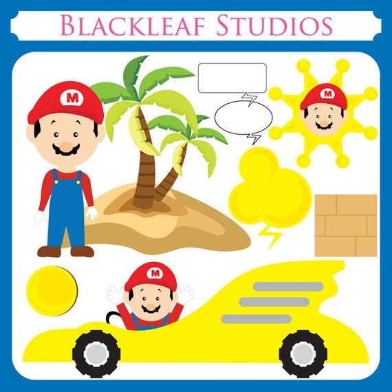 Gaming Hero - mario bros, super mario, nintendo, mario party, birth announcement, baby shower Personal and Commercial Use Clip Art Il_570xn