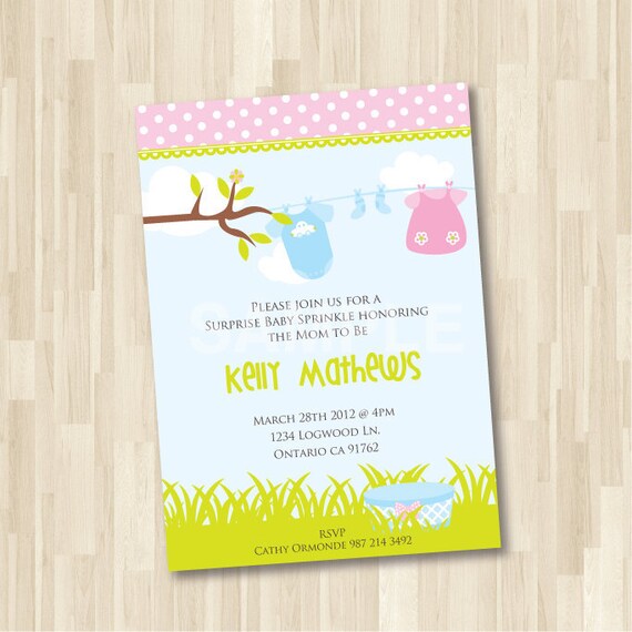 Twins Baby Shower Invitation - Baby Clothesline Laundry Invitation DIY Printable for Christening or Dedication Instant Download 5x7 Card Il_570xn