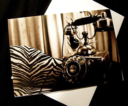 Retro Lounge Telephone Photo Art Blank Greeting Card