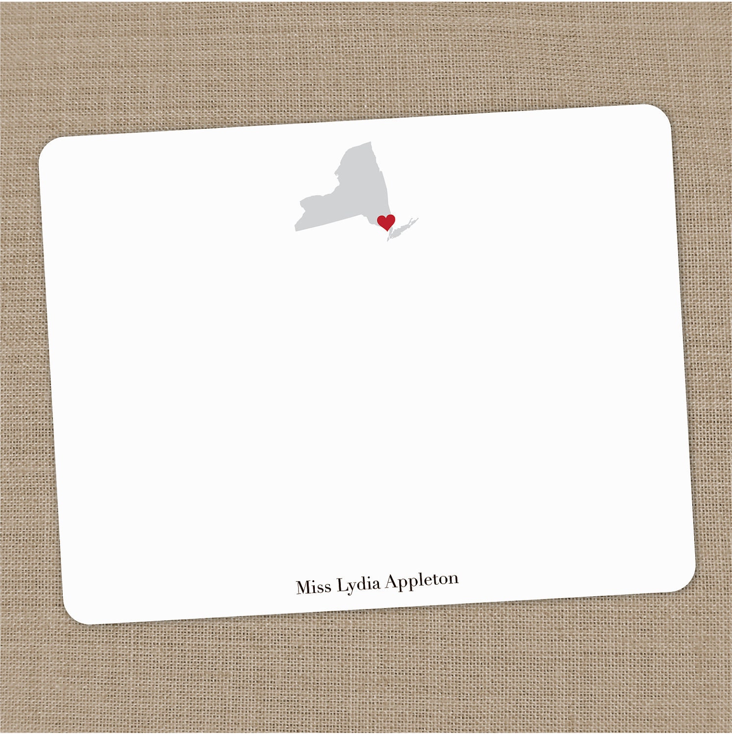 Personalized State and City (you pick) Flat Notecards
