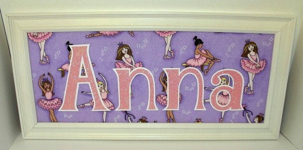 Ballerina Wall Decor - Girls Name Sign - Personalized - 8x20, 11x14, or 10x20 Unframed Mat
