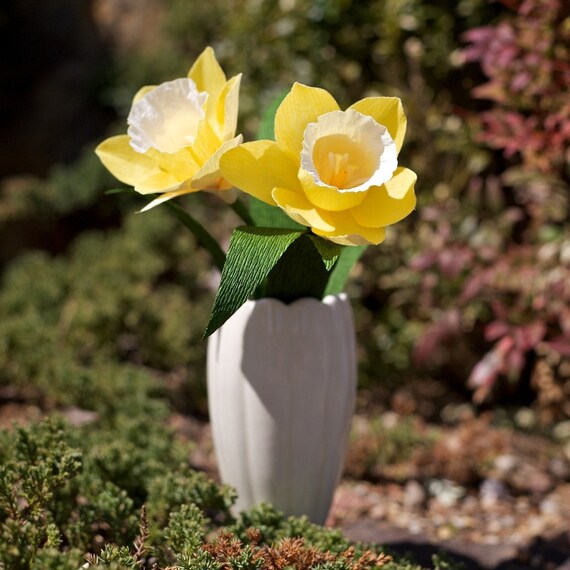 daffodil pair - paper flowers for gift, wedding, or home decor