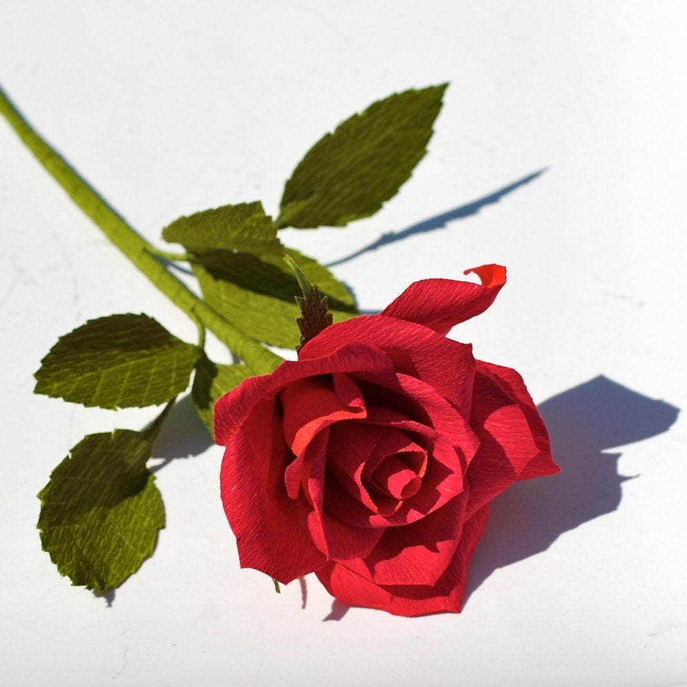 6 paper roses in your choice of color - paper flowers for gifts, weddings, or decor