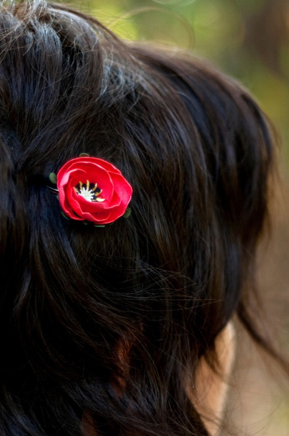 set of 3 poppy hair pins - paper flower accessories for everyday or special event