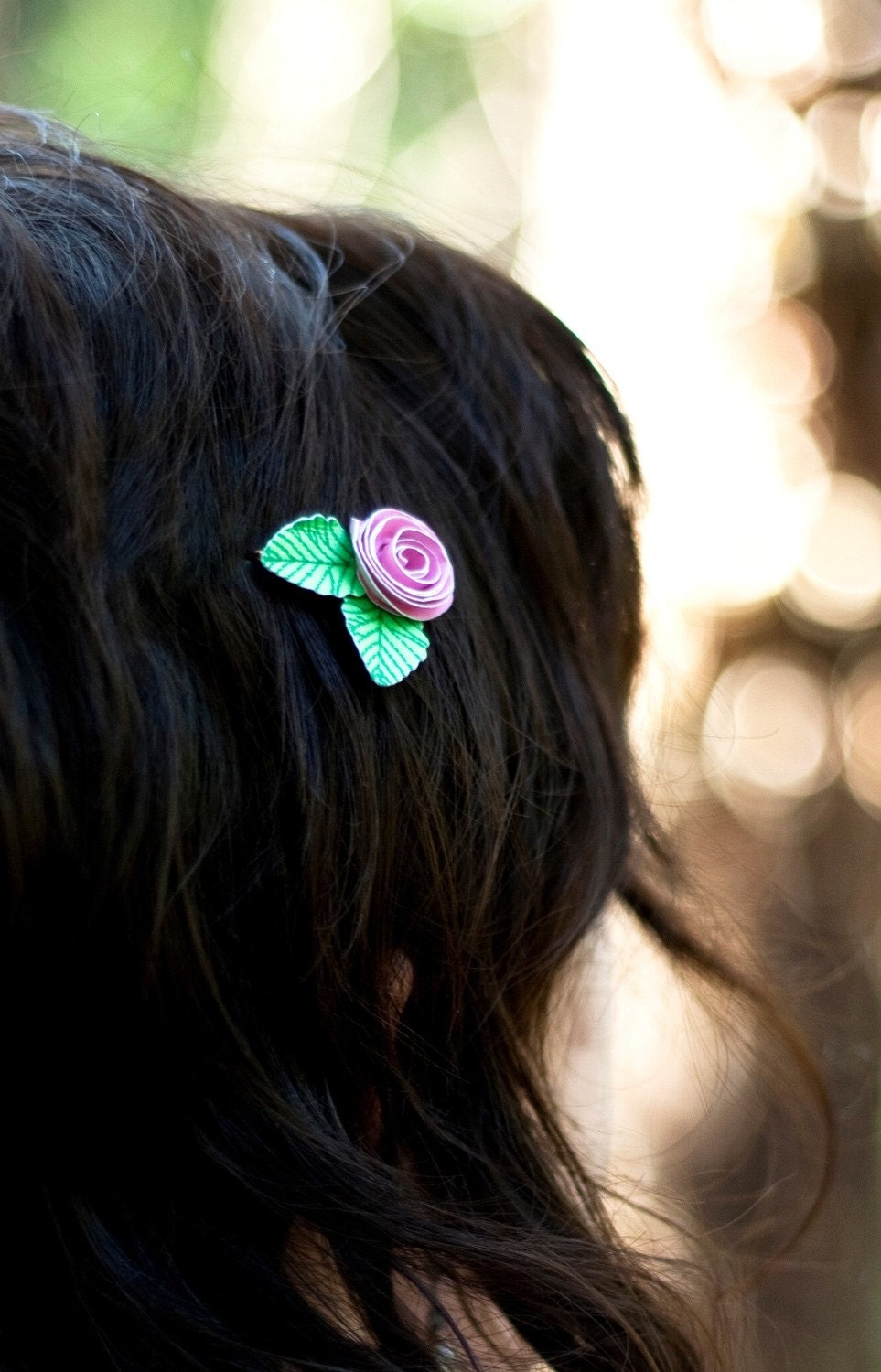 spiral rose hair pin - paper flower accessories for everyday or special event