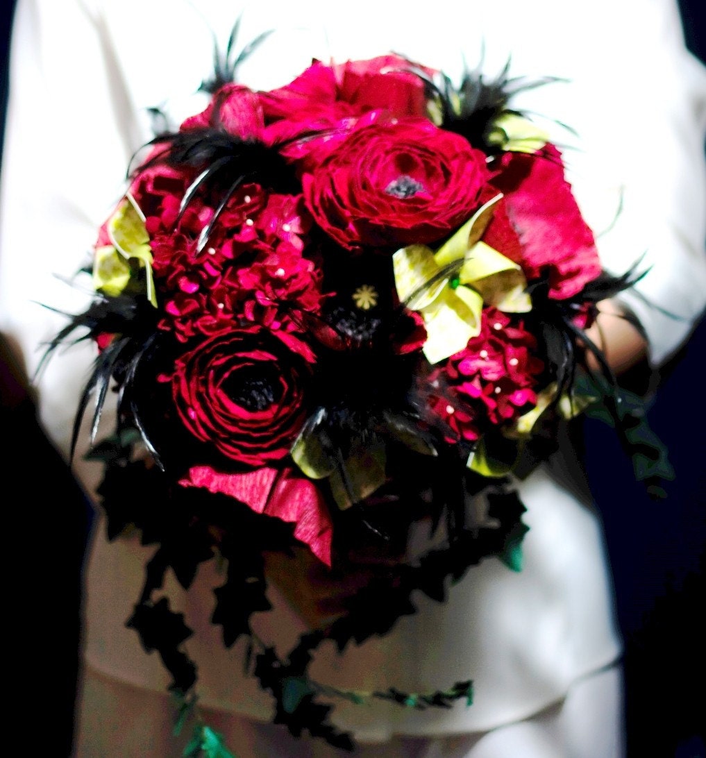 CLASSIC custom paper flower wedding bouquet (9 inch) - over 100 paper flower options