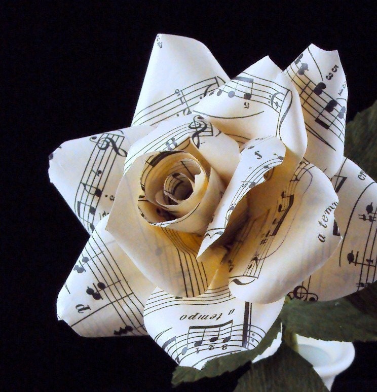 Vintage sheet music rose, regular - paper flower for wedding, gift, or home decor