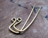 Handmade Golden Brass Ear Wires 18 gauge. Long earwires 2 inch with loop. Earrings findings