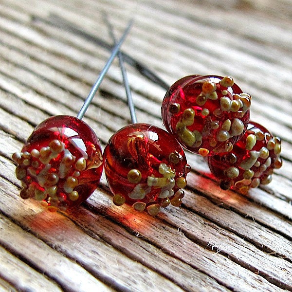 Red Lampwork Glass Droplet Head Pins Beads for wire jewelry