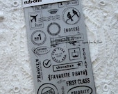 SALE Basic Grey Designer Rub-ons Air Mail Black - Item 2582 - Birds, Stamps, Crown, Postal, Notes Scrapbooking Embellishment