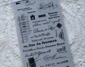 SALE Basic Grey Designer Rub-ons Basics French Black - Item 2583 - stamp, french script, handwriting, notes scrapbook embellishment