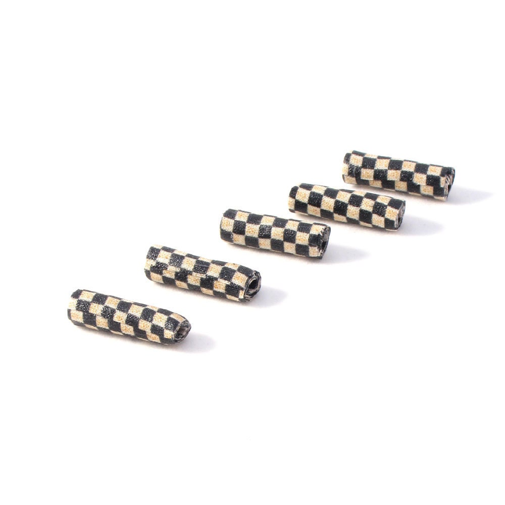 Fiber Beads Textile Beads Fabric Beads in Black and Beige Checks