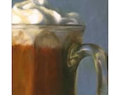 archival art print of hot chocolate reproduction of still life oil painting - Winter's Indulgence - kitchen art gift for mom