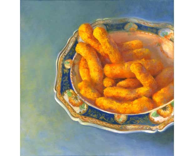 archival art print of oil painting still life Cheese Doodles // gift for gamers geeks and teens