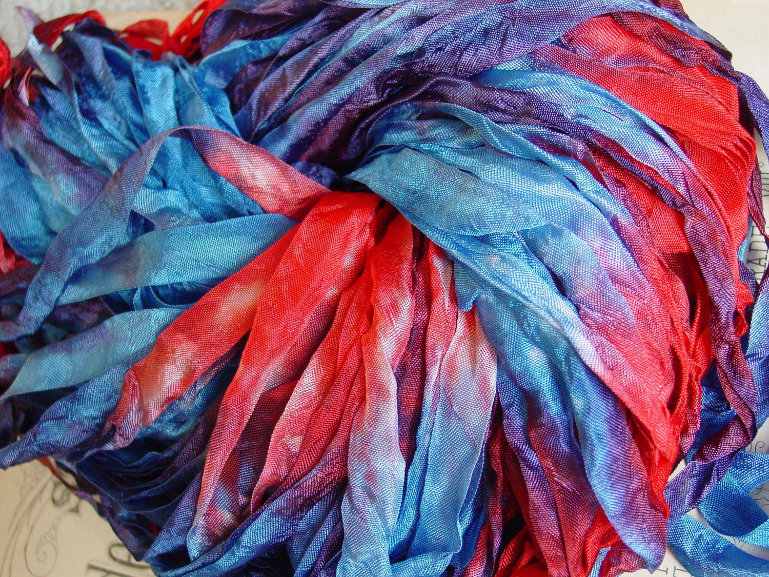 LAST ONE - Hand Dyed Glory half inch ribbon, 6 yards