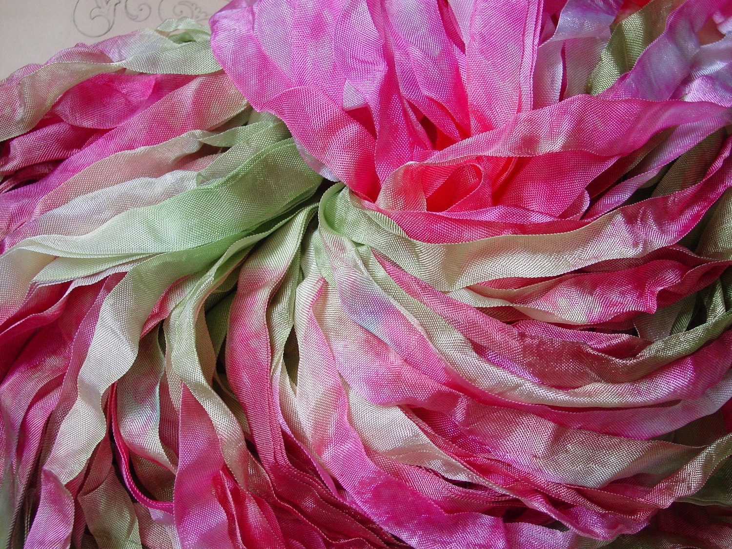 Lovely Hand Dyed ribbon - Tulip Garden half inch ribbon, 5 yards