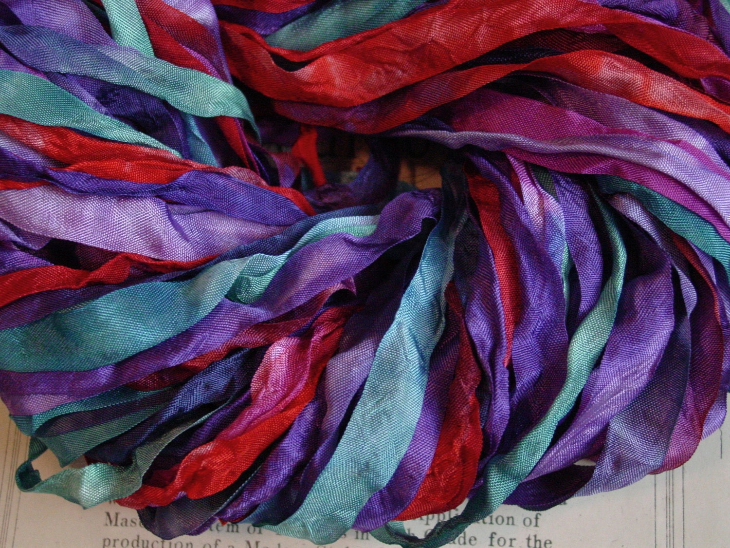 Almost GONE - Hand Dyed BEDAZZLED ribbon, 5 yards
