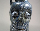Handmade Oceanic Blue with Kelp and Foam Skull Jug