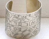 Detroit Map Etched Cuff Bracelet - Silver