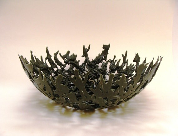Large Funky Green Plastic Army Men Bowl